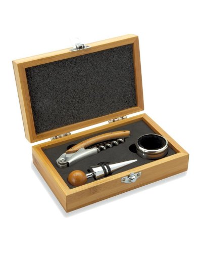 Set vino in scatola di bamboo