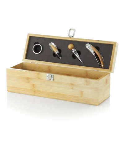 Set de Vino Boriax en Bambú Natural con Vaso - 36x11.8cm