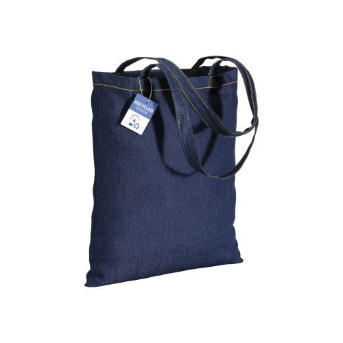 Shopper aus recyceltem baumwoll-denim 180 g/m2, lange griffe