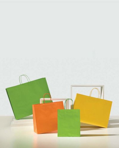 Shopper blanco pastel de 35 cm con asas de colores | EcoBag
