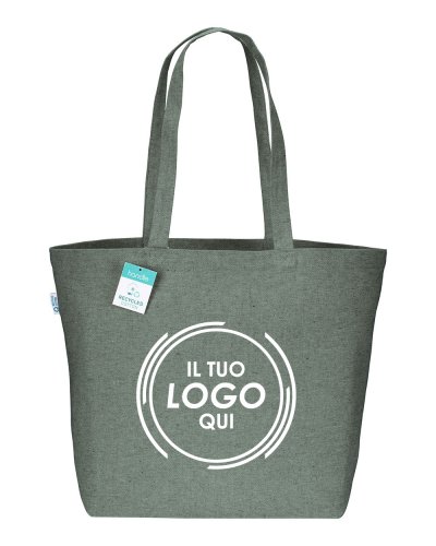 Shopper con soffietto in cotone riciclato