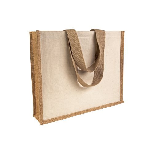 Shopper en juta et canvas avec soufflet à la base
