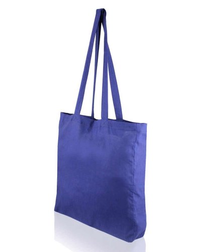 Shopper in cotone con soffietto e manici lunghi