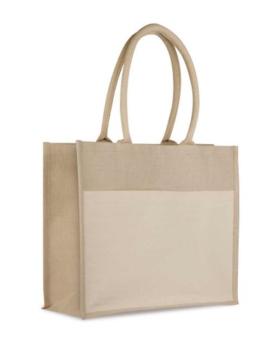 Shopper in Juta con tasca esterna