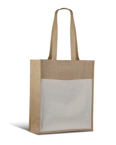 Shopper in Juta con tasca in cotone