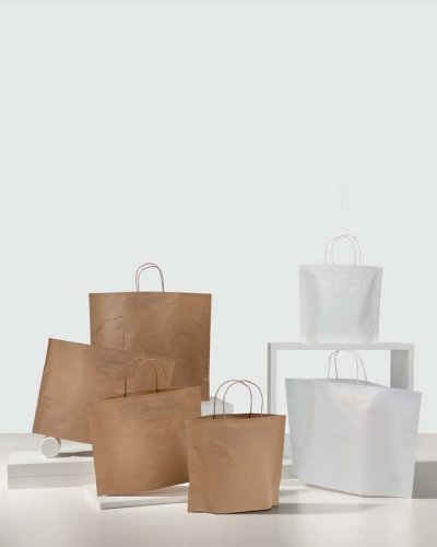 Shopper kraft bianco 30 + 10 x 25 cm