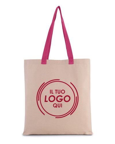 Shopper piatto in tela con manico a contrasto