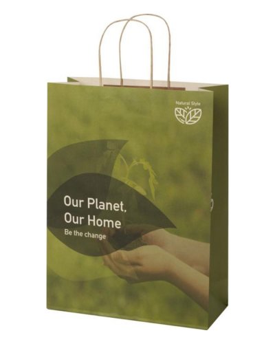 Shopper XXL de papel reciclado 150g de residuos agrícolas, asas trenza