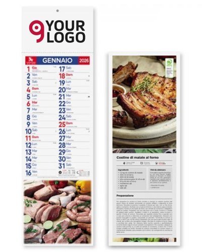 Silhouette Carni Calendario mensile 2027, 14x47 cm, carta lucida