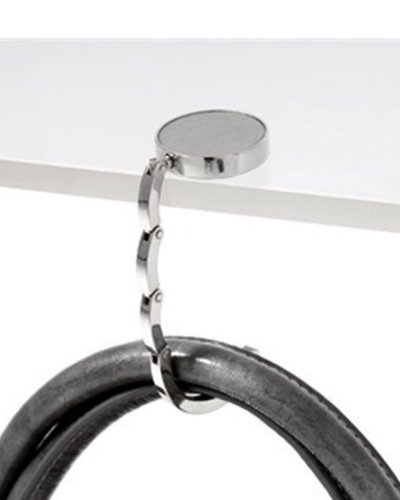 Soporte para bolsos HOLD IT de aluminio brillante, Ø 4,5 cm plegable