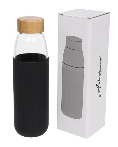 Sportflasche aus 540 ml Glas mit Holzdeckel