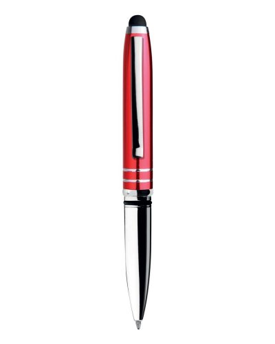 Stylo à bille LED avec écran tactile en métal argenté