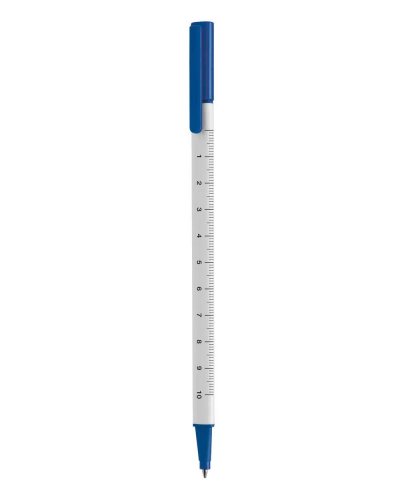 Stylo bille Ruler avec règle 10 cm, corps blanc, recharge noire