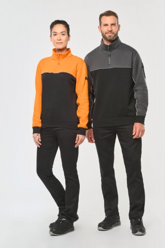 Sudadera unisex sostenible con cuello con cremallera