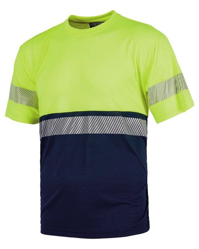 T-shirt bicolore manica corta con banda rifrangente
