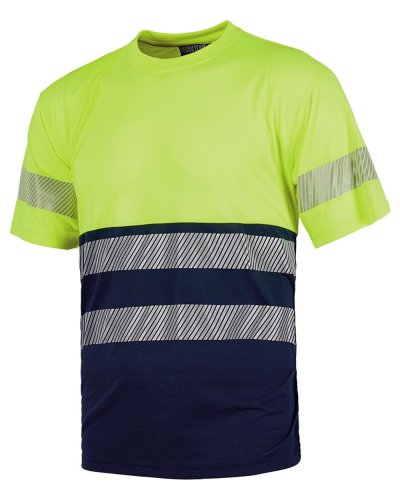 T-shirt bicolore manica corta con bande rifrangenti