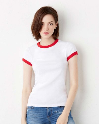 T-shirt da bambina con girocollo e maniche in contrasto