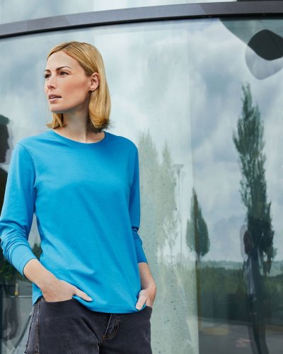 T-shirt donna manica lunga in cotone organico ring spun