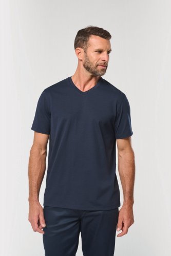 T-shirt ecosostenibile antibatterica con scollo a v uomo
