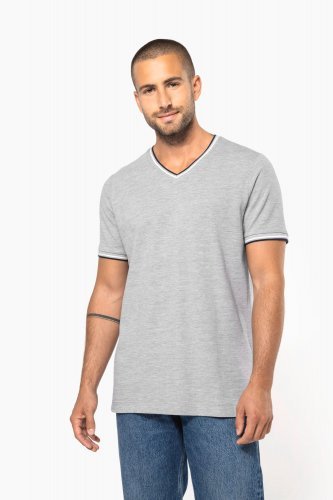 T-shirt piqué uomo scollo a v