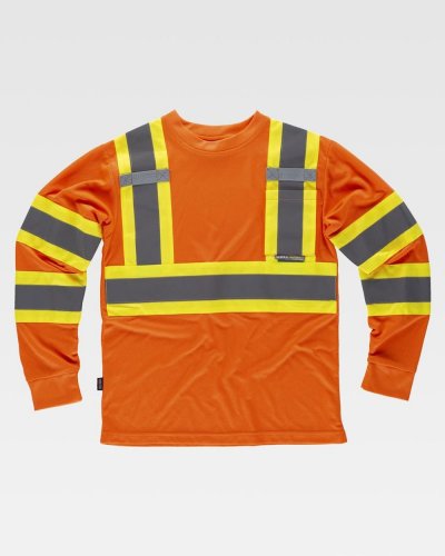 T-shirt riflettente-fluorescente manica lunga