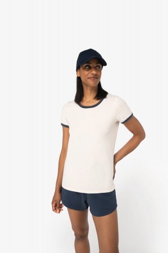 T-shirt ringer donna ecosostenibile con bordi