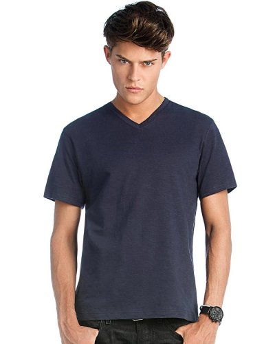 T-shirt uomo con scollatura a V Slub