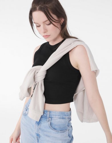 Tank top donna corto micro rib