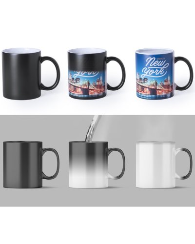 Taza Bardot de cerámica negra 350ml interior blanco para sublimación
