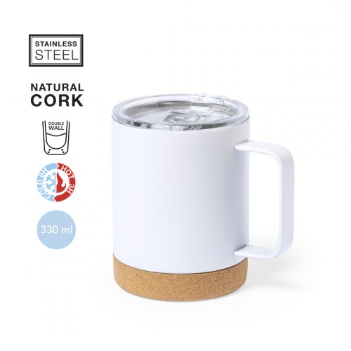 Taza Térmica Loret 330 ml acero doble pared corcho