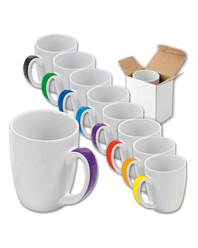 Tazza in ceramica con manico colorato 350 ml