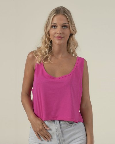 Top corto da donna con spalline larghe