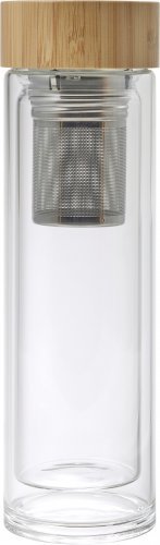 Trinkflasche mit doppelwandigem Borosilikatglas 420 ml