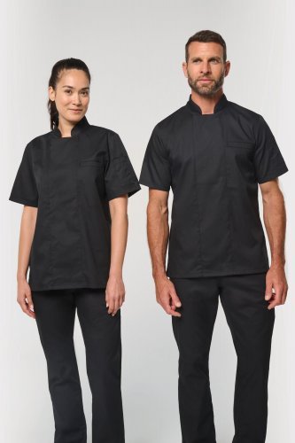 Umweltfreundliche unisex-kochjacke mit kurzen ärmeln