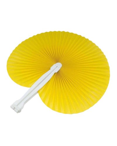 Ventaglio in carta colorata con manico in plastica bianca, lunghezza c