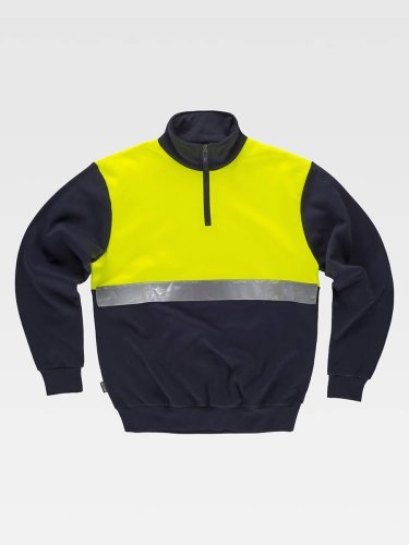 Sudadera bicolor alta visibilidad con banda reflectante