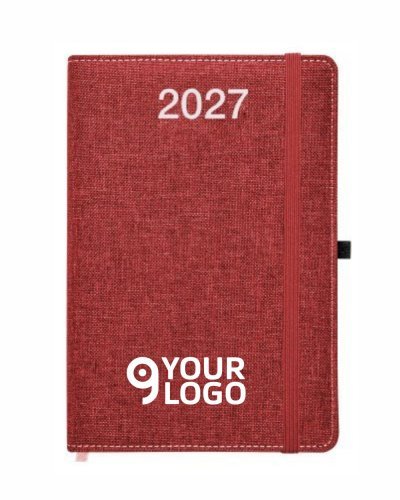 Wochenplaner 2027 aus R-PET festem Material 15x21cm mit Gummiband
