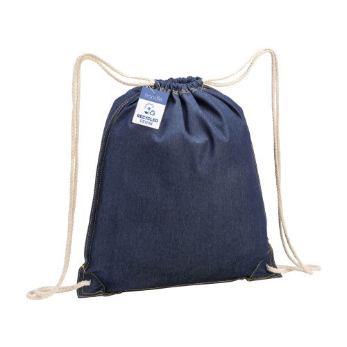 Zaino in cotone denim riciclato con chiusura a strozzo