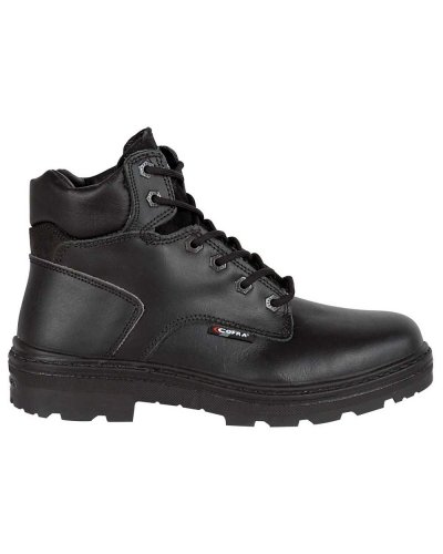 Zapatos de seguridad Leader Bis S3 SRC de cuero negro repelente al agu