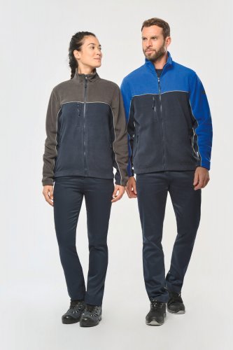 Zweifarbige, umweltfreundliche unisex-fleecejacke