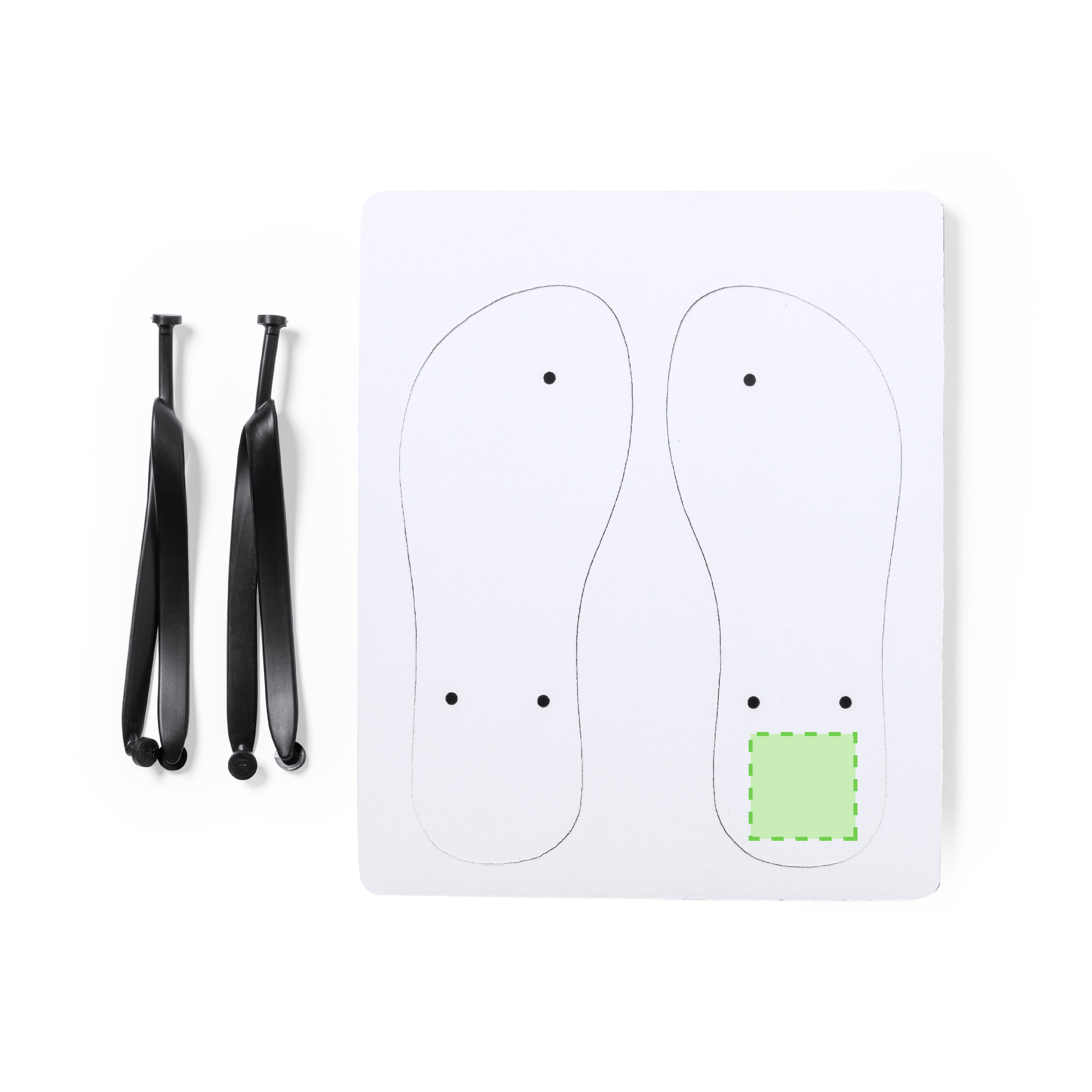 Tallone del sandalo destro: 50 x 50 mm