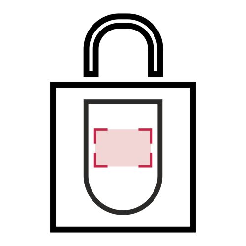 Fronte: 90 x 40 mm borsa chiusa