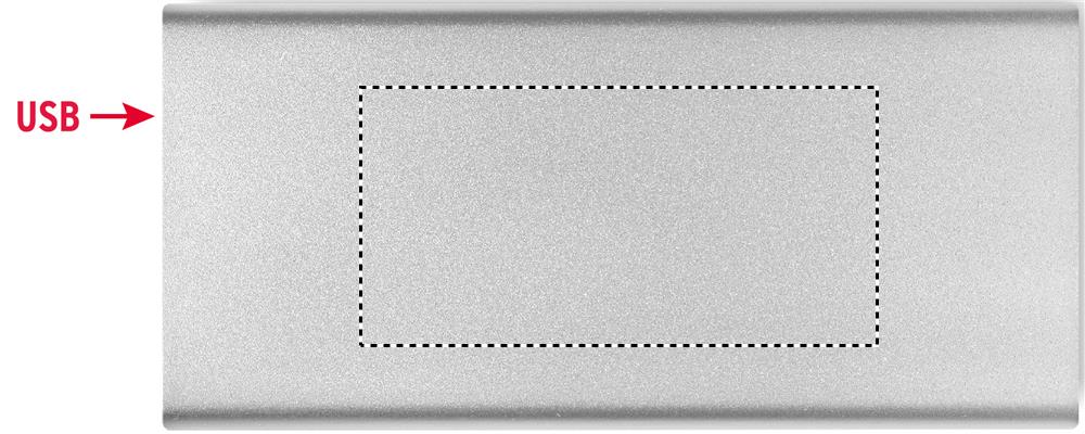 zona superiore fronte: 80x40 mm