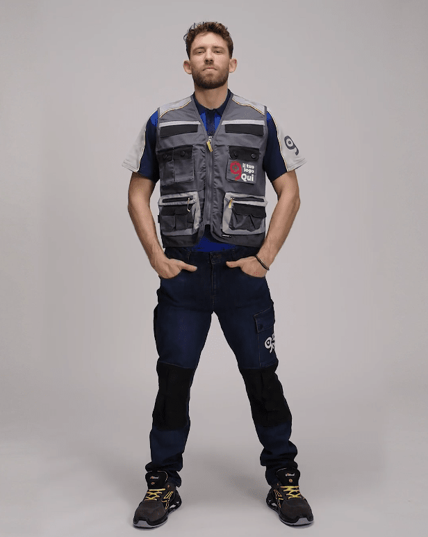 Gilet multitasche con dettagli rifrangenti
