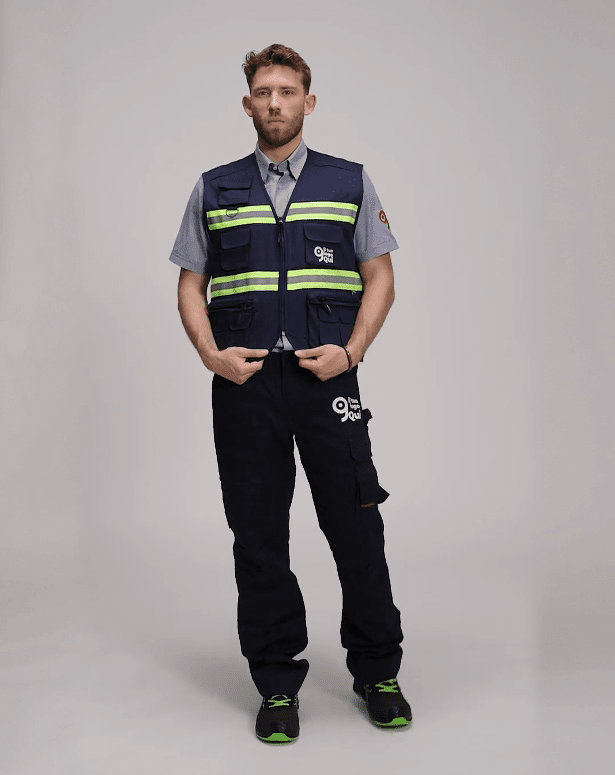 Gilet estivo con bande riflettente-fluorescente