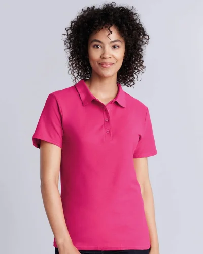 Polo Donna Double Pique Softstyle 100% Cotone No Label Bianco