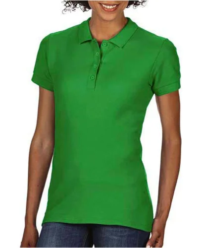 Polo Donna Double Pique Softstyle 100% Cotone No Label Bianco Irish Green