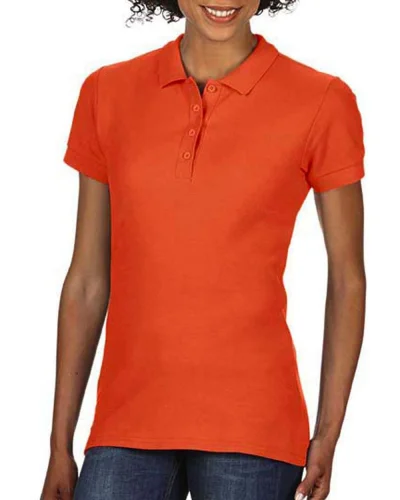 Polo Donna Double Pique Softstyle 100% Cotone No Label Bianco Arancione