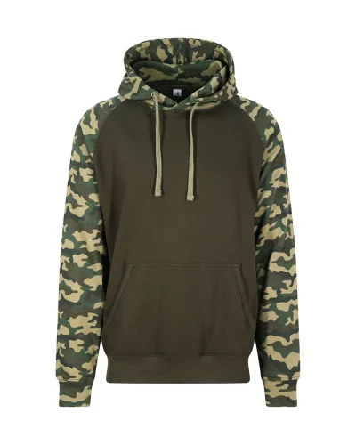 Felpa Baseball Hoodie Raglan con Cappuccio Uomo