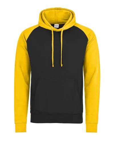 Felpa Baseball Hoodie Raglan con Cappuccio Uomo Jet Black/Gold